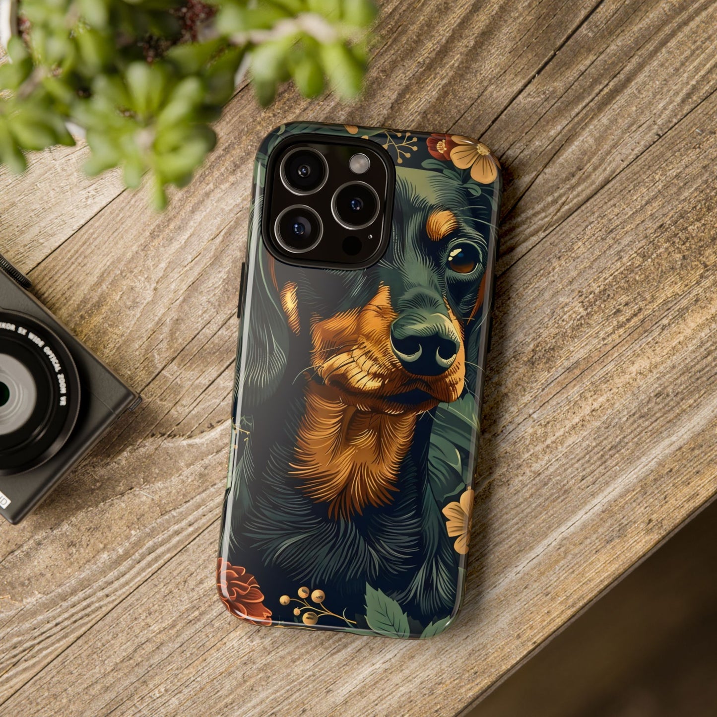 Dachshund Phone Case, Floral Pet Phone Cover, Dog Lover Gift, Tough Phone Case, Custom Dachshund Design, Unique Dog Owner Accessory