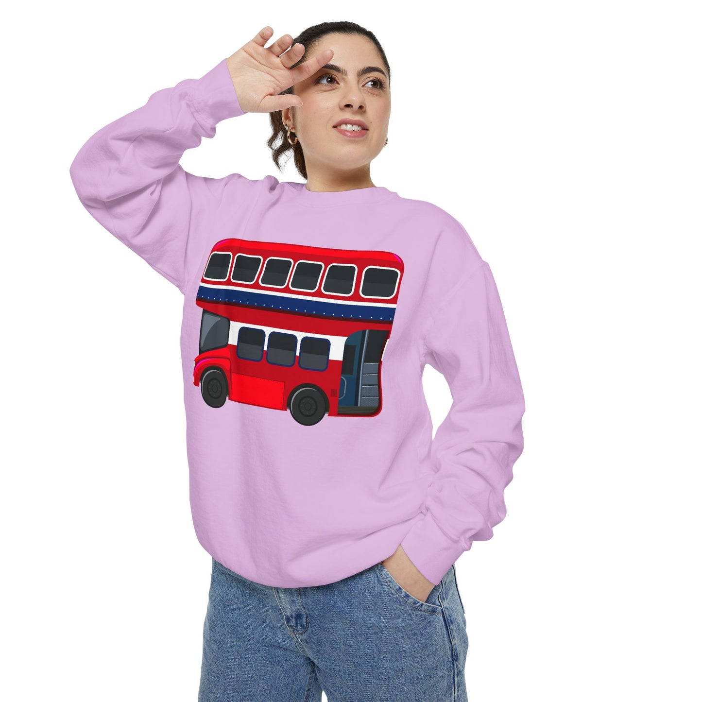 Unisex Garment-Dyed Sweatshirt - Red Routes - Exploring London’s Streets by Bus