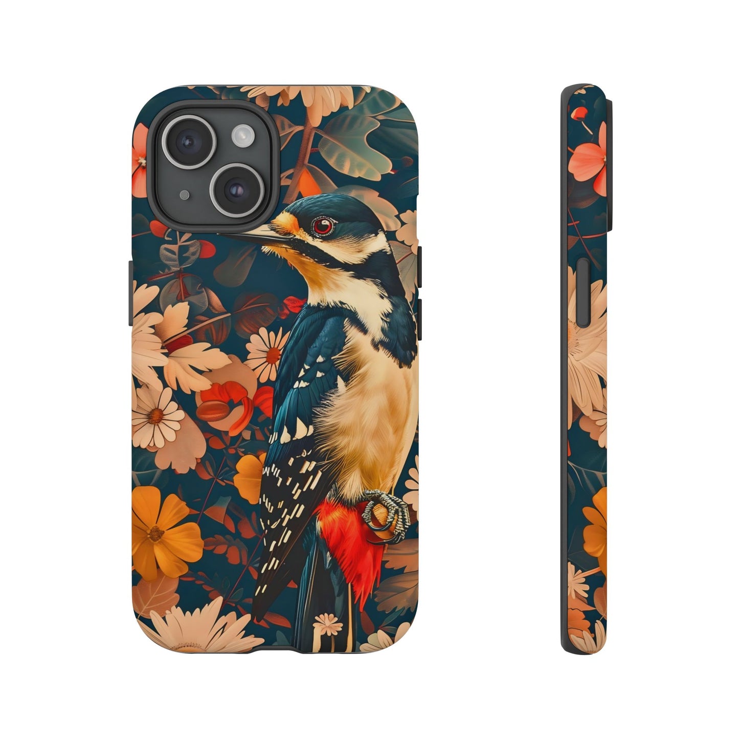 Artistic Bird Phone Case, Unique Tough Cases for Nature Lovers, Floral Design, Cute Gift, Customized Phone Accessories
