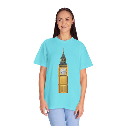 Unisex Garment-Dyed T-shirt - Towering Time - Big Ben and British Heritage