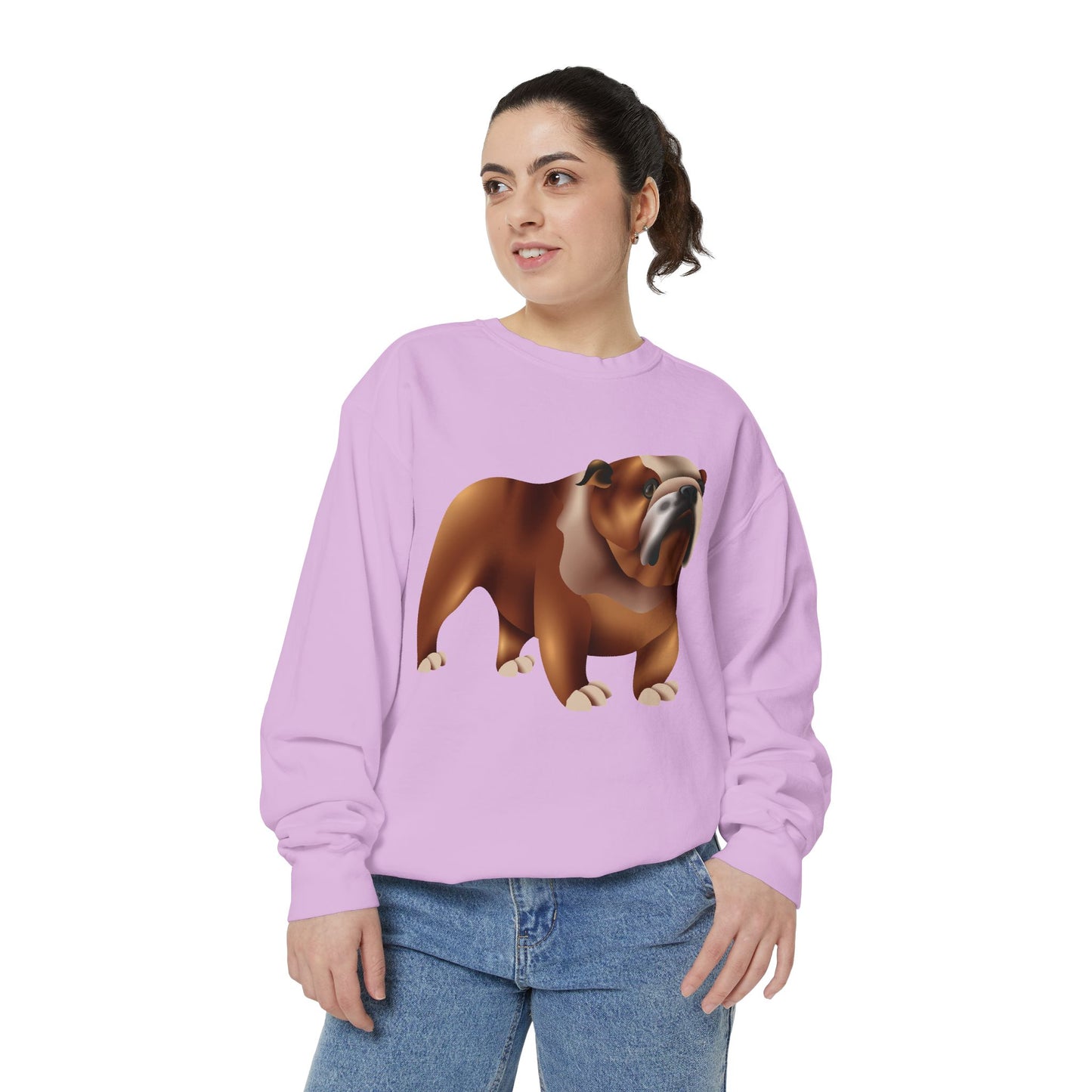Unisex Garment-Dyed Sweatshirt - Adorable British Dog