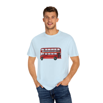 London Transport - Iconic Red Double-Decker Trendy Unisex Garment-Dyed T-shirt