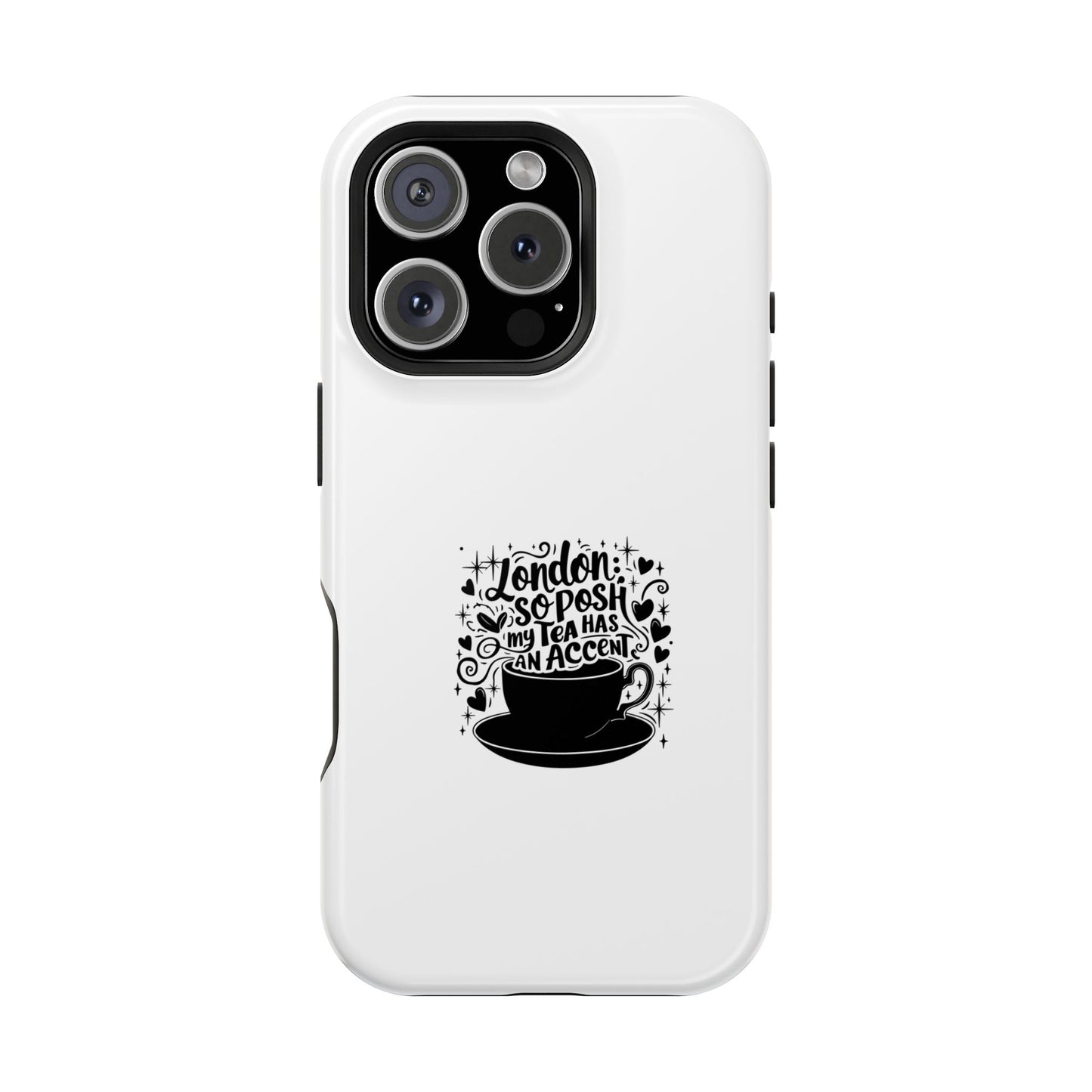Stylish Magnetic Tough Case for Phone, Gift for Tea Lovers, Custom Phone Cover, London Tea Design, Durable Mobile Protector