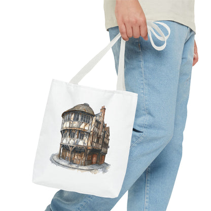 Charming Heritage Tote Bag, Eco-Friendly Tote, Travel Essential Bag, Stylish Shopping Bag, Vintage Architectural Design