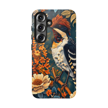 Tough Cases: Floral Bird Phone Case, Vintage Style Cover, Nature Lover Gift, Botanical Design, Spring Inspire Fashion