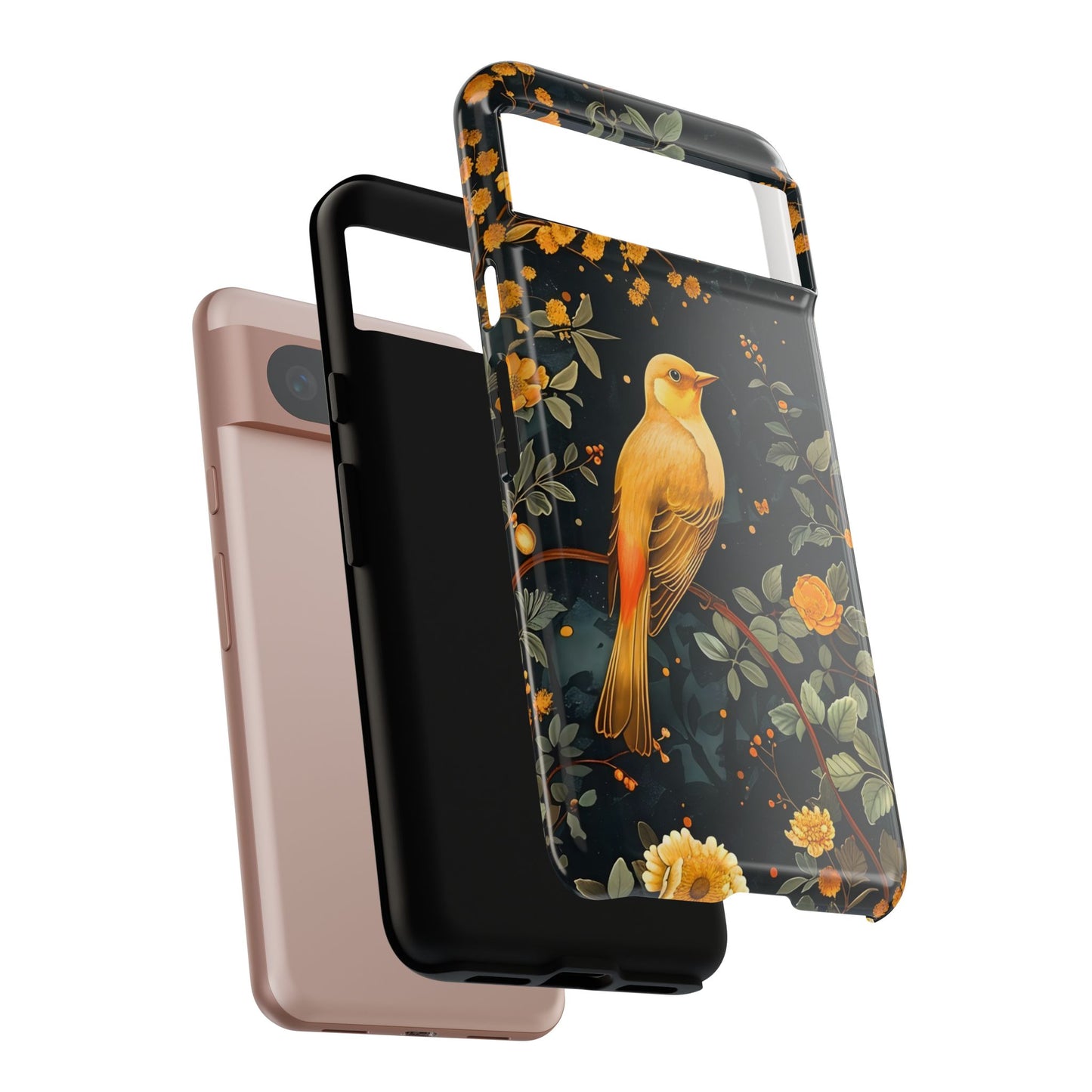 Floral Phone Case, Tough Cases with Bird Design, Nature Lover Gift, Stylish Protection, Birthday Present, Floral Phone Cover