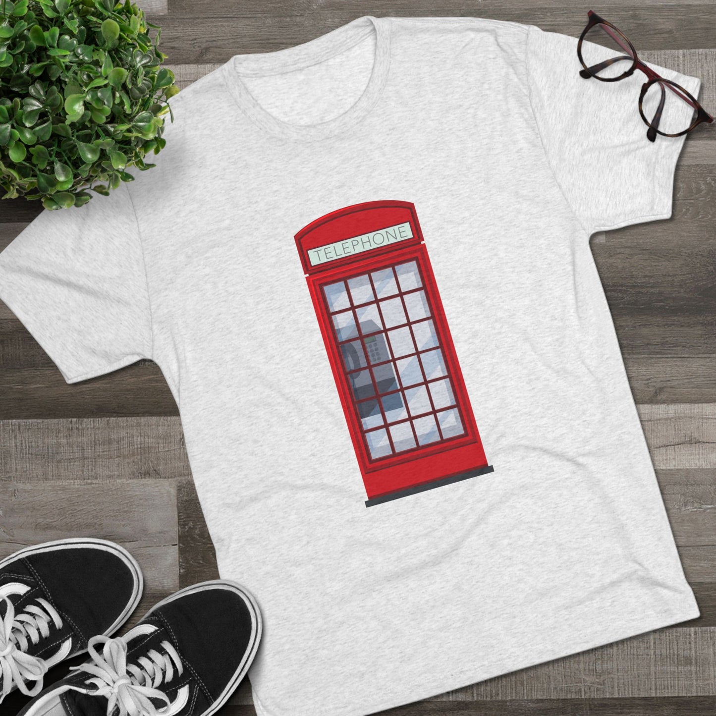 Iconic British Public Telephone - Classic Red Phone Box Unisex Tri-Blend Crew Tee