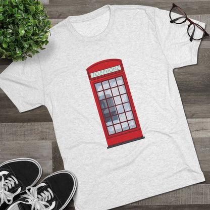 Iconic British Public Telephone - Classic Red Phone Box Unisex Tri-Blend Crew Tee