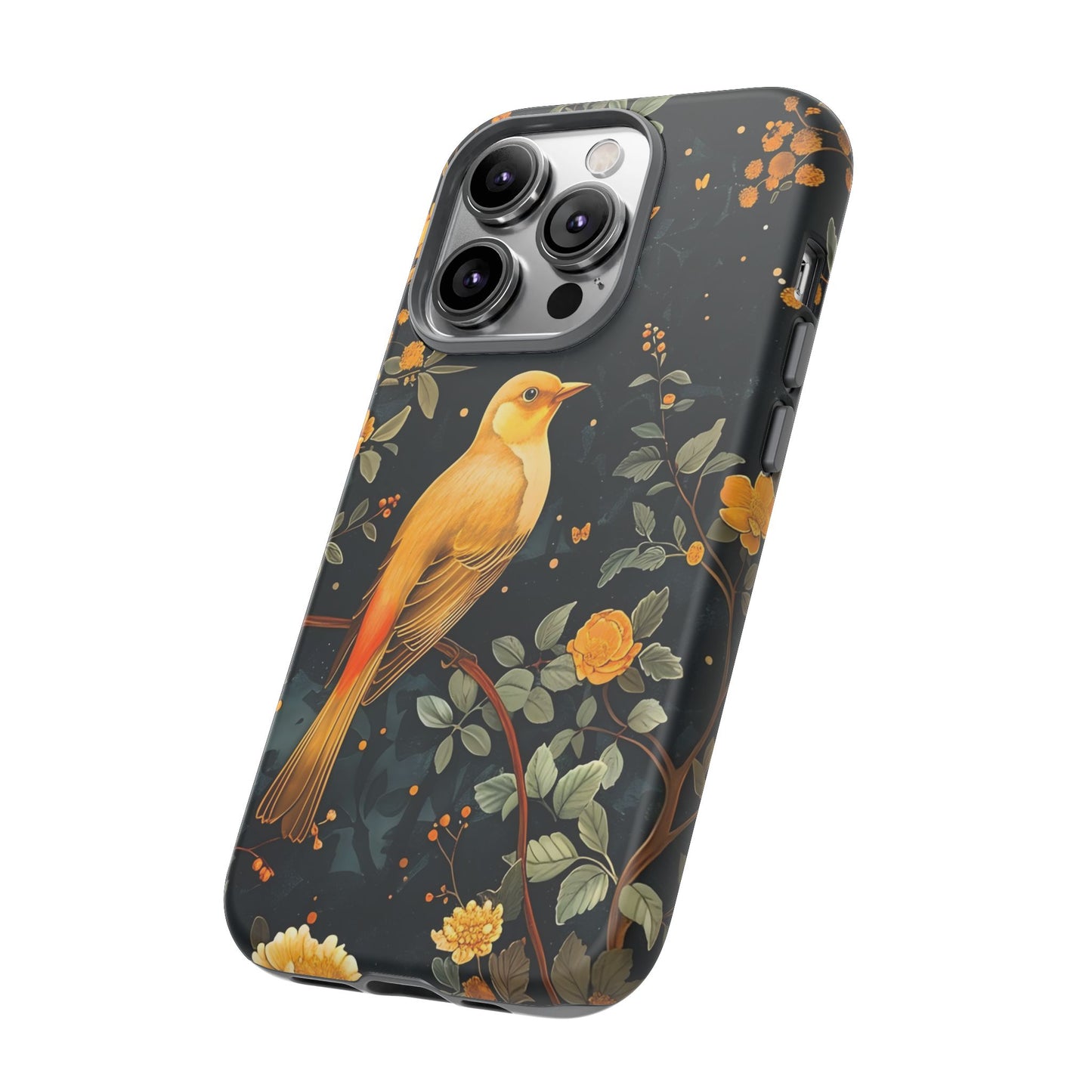 Floral Phone Case, Tough Cases with Bird Design, Nature Lover Gift, Stylish Protection, Birthday Present, Floral Phone Cover
