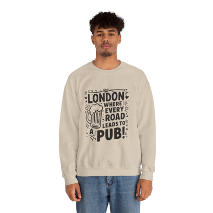 Unisex Heavy Blend™ Crewneck Sweatshirt Cozy - Every Road Leads to pub