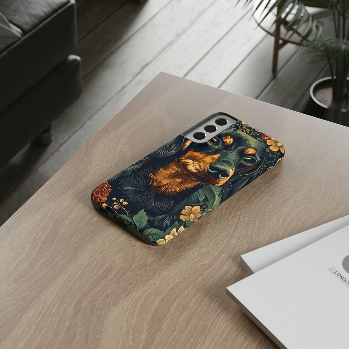 Dachshund Phone Case, Floral Pet Phone Cover, Dog Lover Gift, Tough Phone Case, Custom Dachshund Design, Unique Dog Owner Accessory