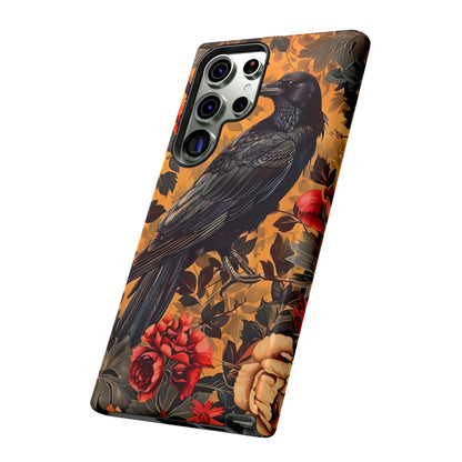 Raven Floral Phone Case - Tough Cases, Blackbird Decor, Gift for Nature Lovers, Bird Themed Accessories, Unique Phone Cover