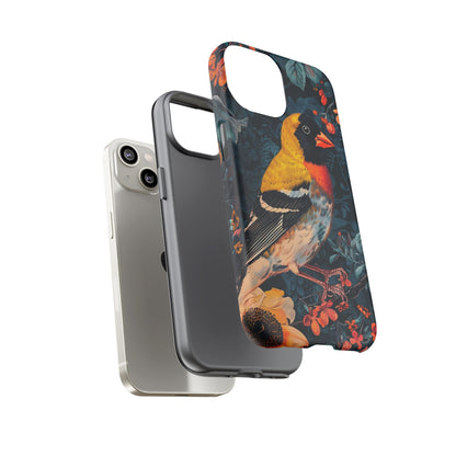 Colorful Bird Phone Case, Floral Phone Cover, Tough Phone Protector, Nature Lover Gift, Botanical Case, Unique Mobile Accessory