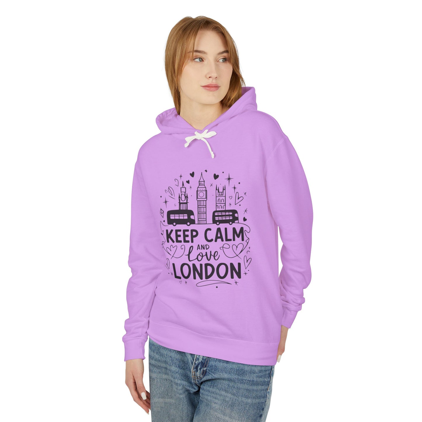 Unisex Lightweight Hooded Sweatshirt - Keep Calm and love London