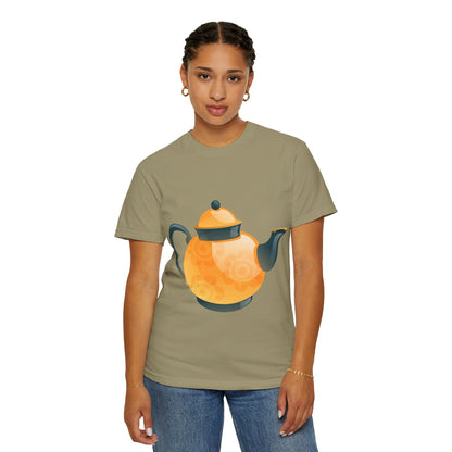 Unisex Garment-Dyed T-shirt - Classic British Tea Kettle - Timeless Elegance in Tea Time