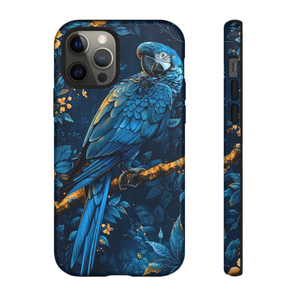 Tough Cases - Vibrant Blue Parrot Phone Case, Tropical Bird Phone Cover, Nature Lover Gift, Eco-Friendly Accessories, Unique Wildlife Decor