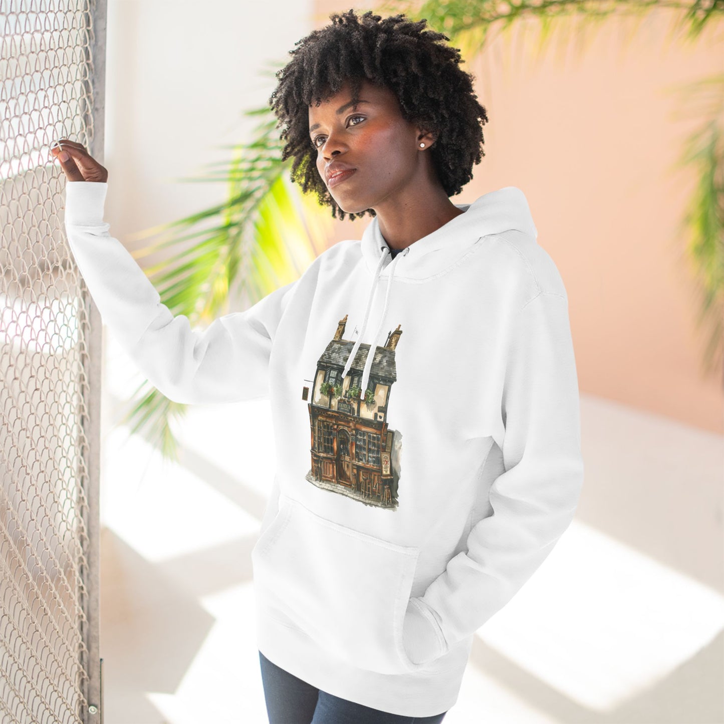 Three-Panel Fleece Hoodie - Nestled in Nature - British Village House