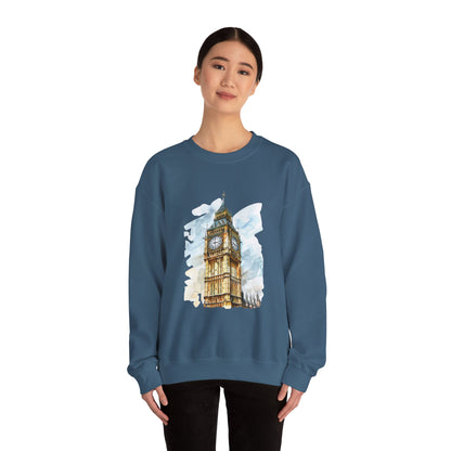 Unisex Heavy Blend™ Crewneck Sweatshirt - Towering Time - Big Ben and British Heritage