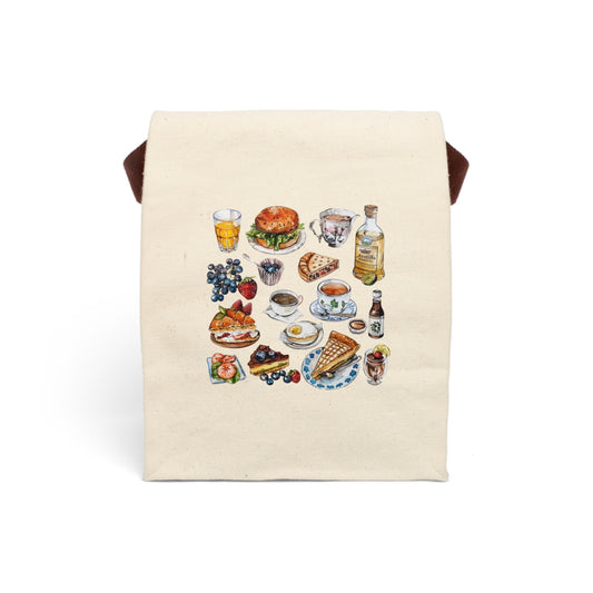 London-Themed Canvas Lunch Bag With Strap