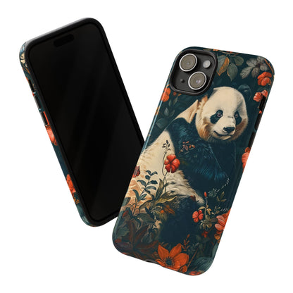 Panda Phone Case, Floral Design Phone Cover, Cute Panda Gift, Nature-Inspired Case, Animal Lover Accessory