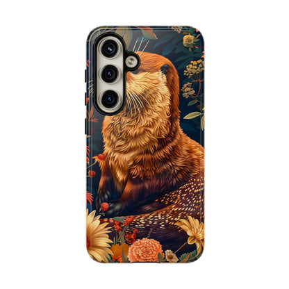 Otter Phone Case, Floral Otter Design, Tough Phone Cover, Nature Lover Gift, Cute Animal Accessories