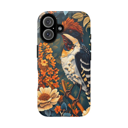Tough Cases: Floral Bird Phone Case, Vintage Style Cover, Nature Lover Gift, Botanical Design, Spring Inspire Fashion