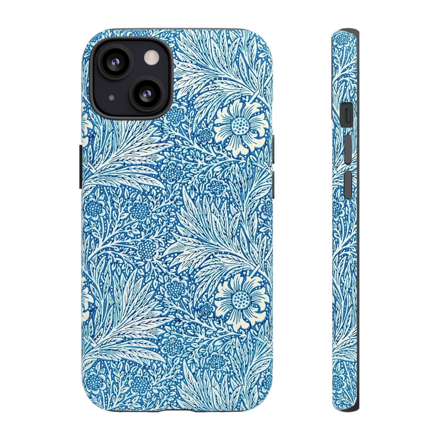 Stylish Phone Case, Tough Floral Phone Cover, Fashionable Tech Accessory, Gift for Her, Blue Flower Design
