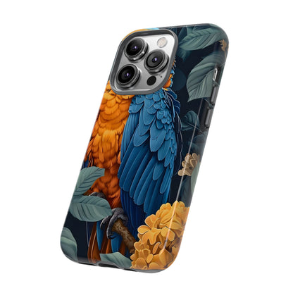 Tropical Parrot Phone Case - Tough Cases, Colorful Phone Cover, Nature Lover Gift, Floral Design, Bird Lover Accessory