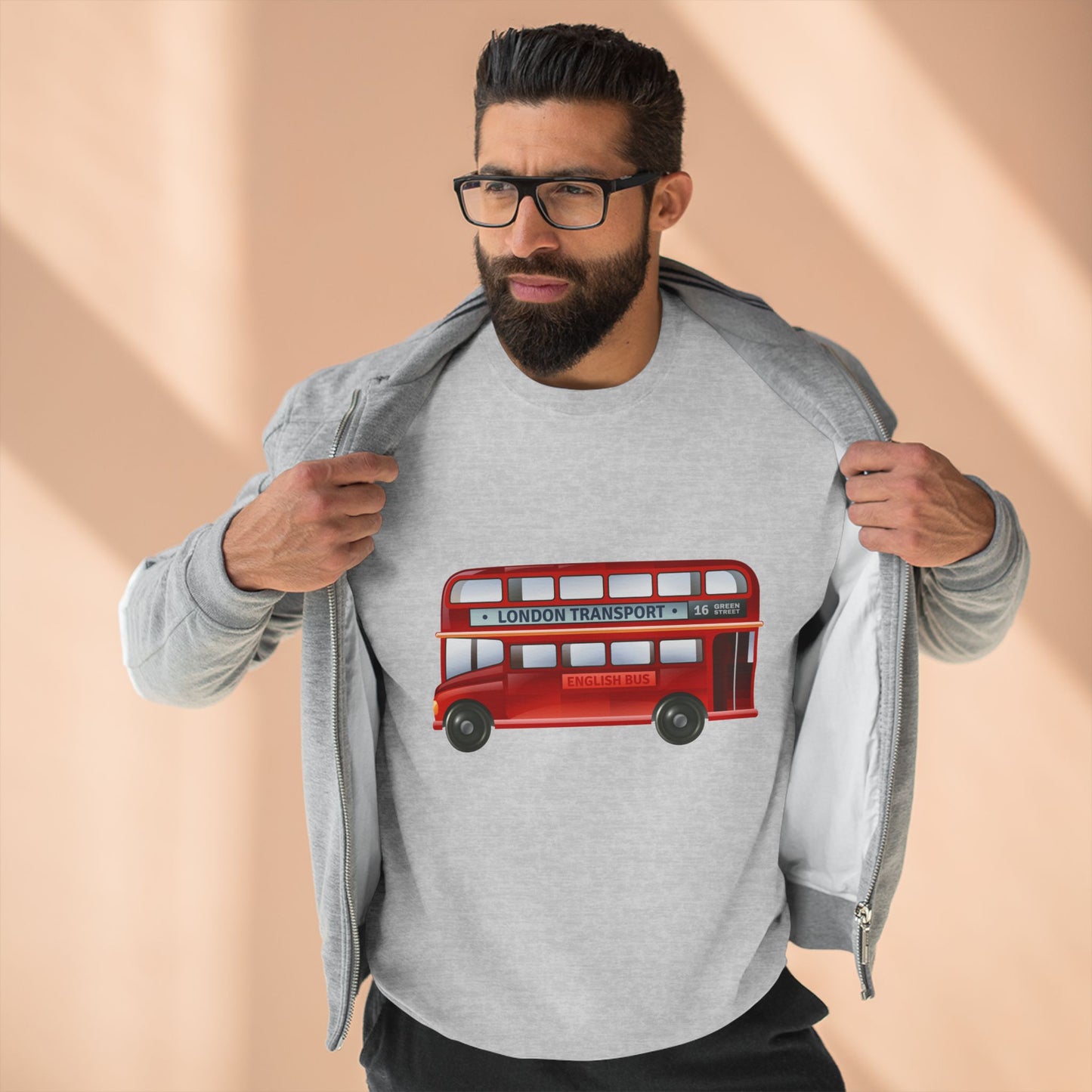 Unisex Crewneck Sweatshirt - London Transport English Bus Red Double-Decker