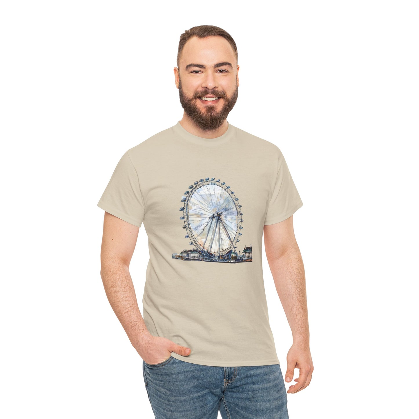 Unisex Heavy Cotton T-Shirt - London Eye - Skyline Spectacle