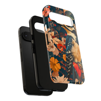 Artistic Bird Phone Case, Unique Tough Cases for Nature Lovers, Floral Design, Cute Gift, Customized Phone Accessories
