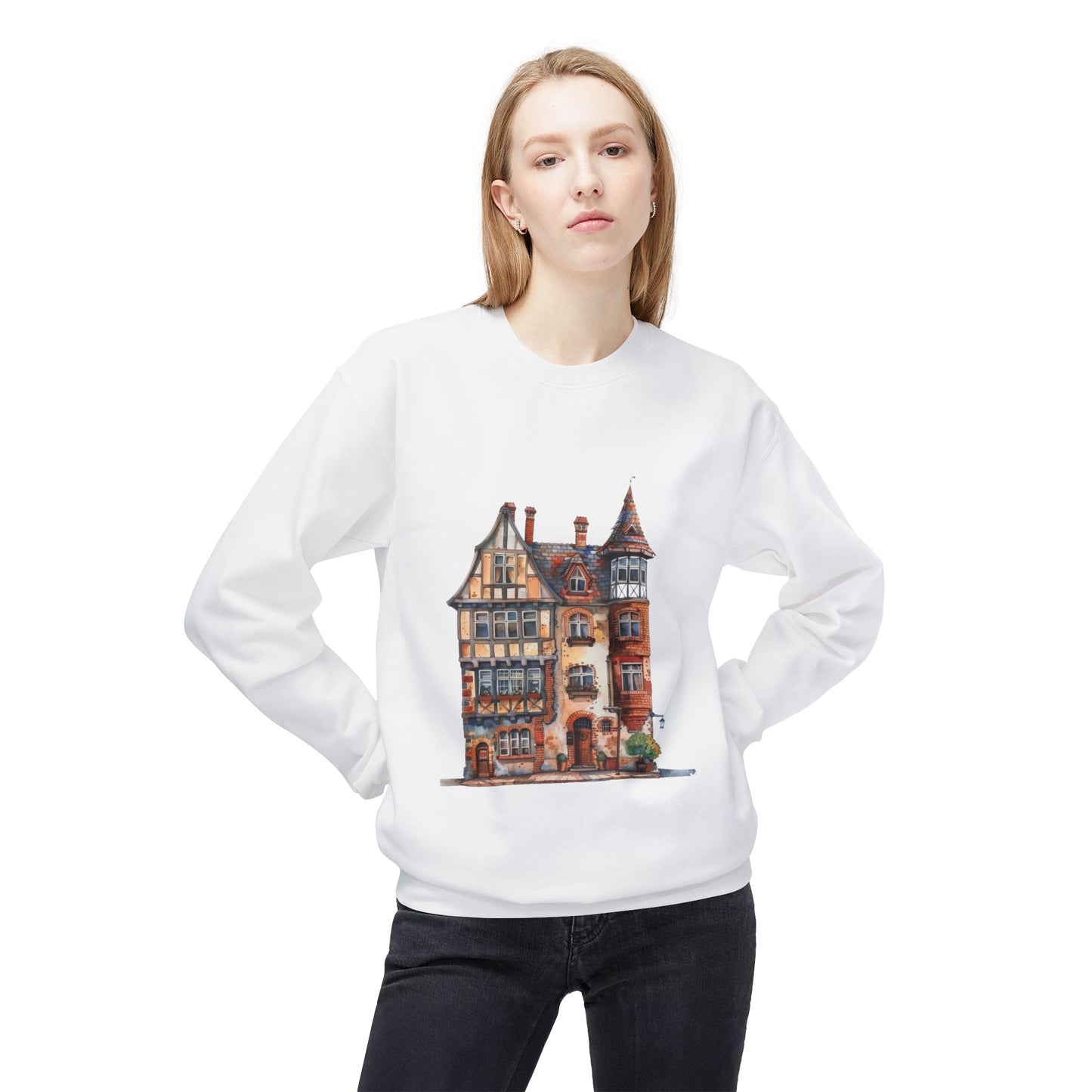 Unisex Midweight Softstyle Fleece Crewneck Sweatshirt - Life in a British Village House