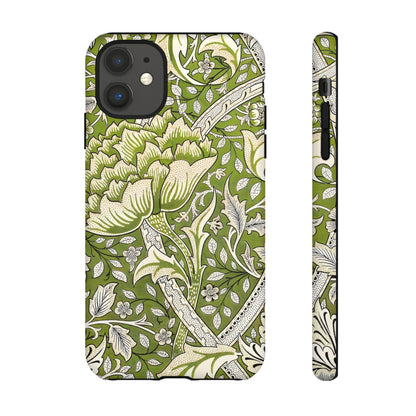 Stylish Phone Case with Floral Design, Durable Protective Cover for iPhone, Unique Gift for Birthdays, Mother's Day, Green Aesthetic