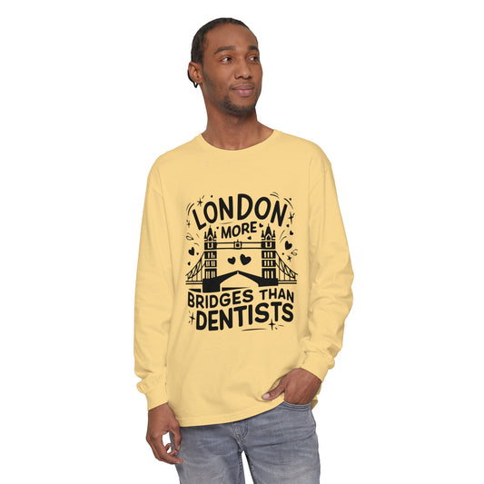 Unisex Garment-dyed Long Sleeve T-Shirt - London is having most Bridges