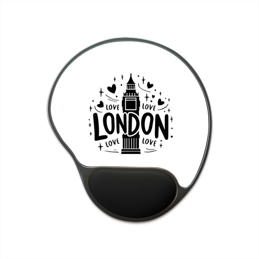 London Love Mouse Pad with Wrist Rest, Office Accessory, Gifts for Her, Laptop Pad, Unique Desk Decor, Fun Workspace Essentials