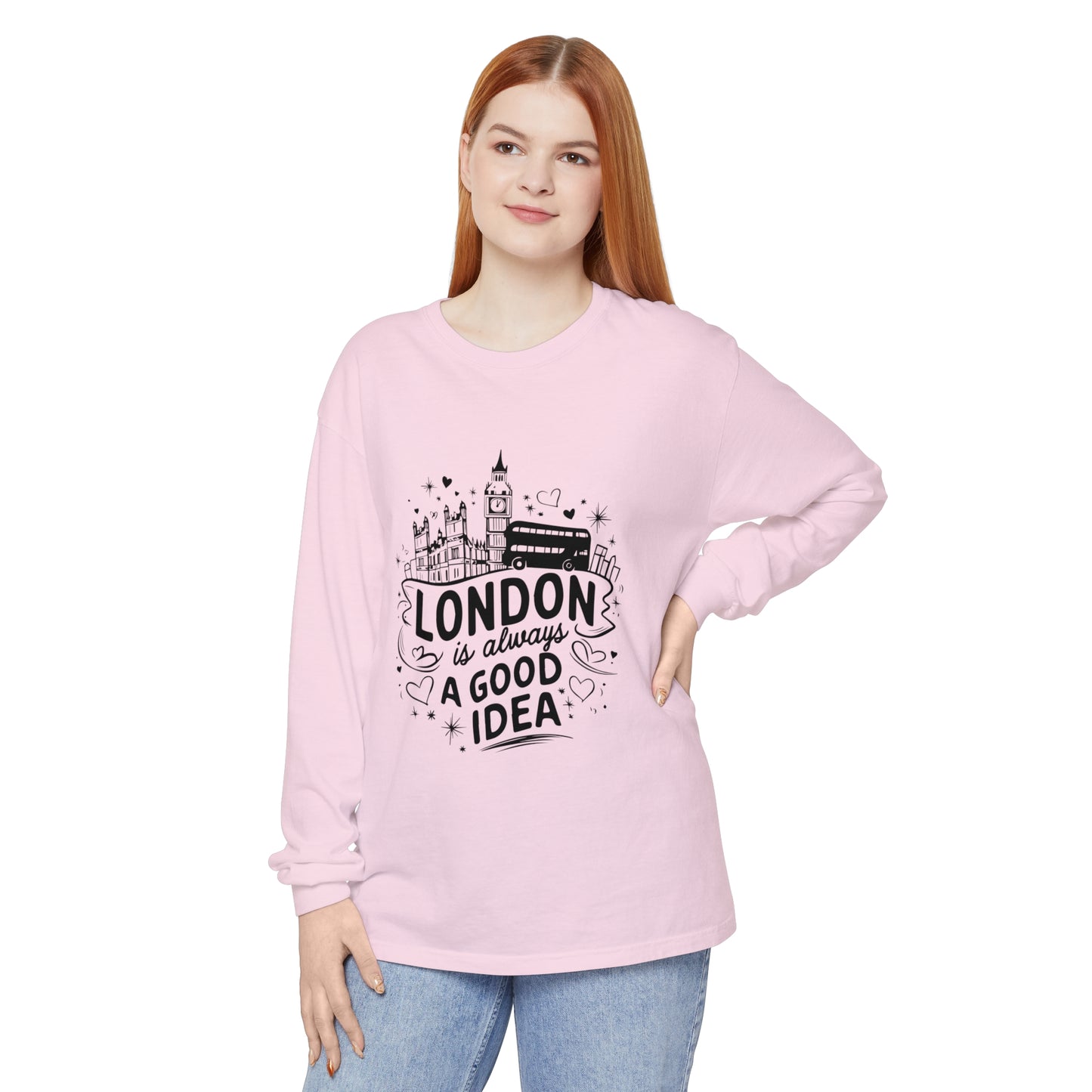 Unisex Garment-dyed Long Sleeve T-Shirt - London is always a good idea