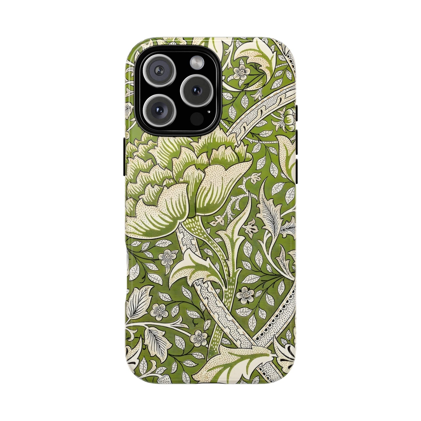 Stylish Phone Case with Floral Design, Durable Protective Cover for iPhone, Unique Gift for Birthdays, Mother's Day, Green Aesthetic