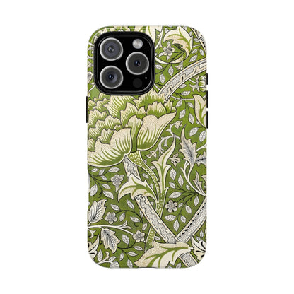 Stylish Phone Case with Floral Design, Durable Protective Cover for iPhone, Unique Gift for Birthdays, Mother's Day, Green Aesthetic