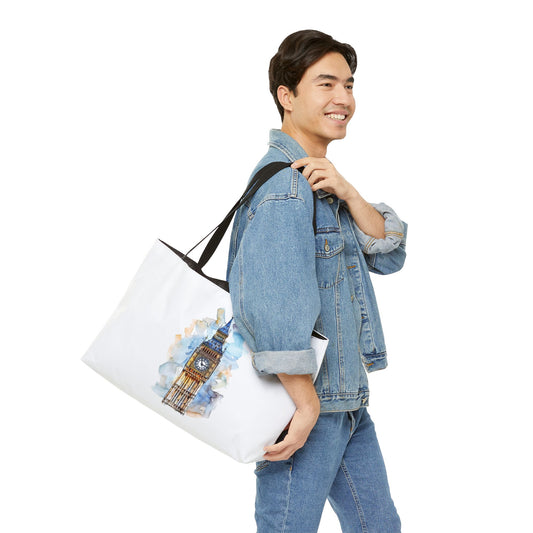 London Landmark Weekender Tote Bag, Travel Bag, Beach Tote, Gym Tote, Gift for Her, Weekend Getaway Bag