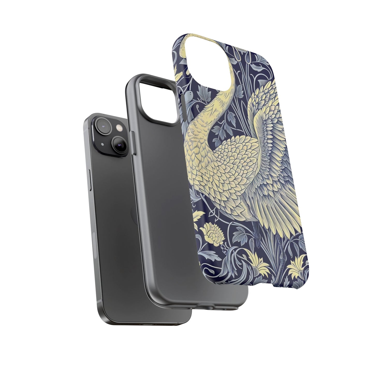 Elegant Swan Phone Case, Floral Design, Tough Cases for Gift, Stylish Protection, Unique Phone Accessory, Modern Floral Art