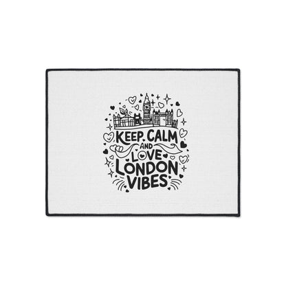 London-Themed Heavy Duty Floor Mat - Keep Calm and Love London Vibes Decor, Home Entrance Mat, Gift for Travelers, Unique Kitchen Rug