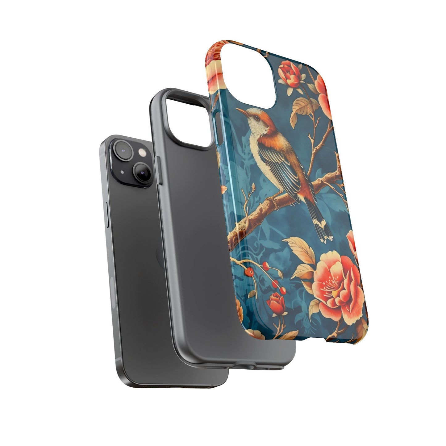 Bird & Floral Phone Case, Tough Cases for Nature Lovers, Gift for Her, Customizable Design, Vibrant Tech Accessories