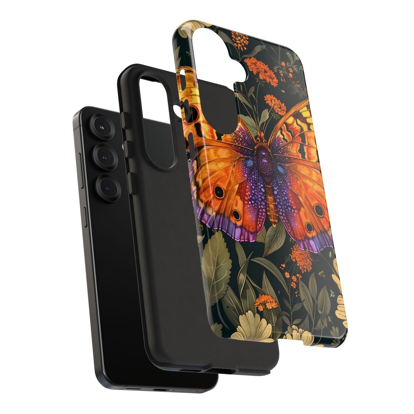 Butterfly Phone Case, Tough Cases for Nature Lovers, Vibrant Floral Design, Gift for Her, Cute Phone Accessories, Butterfly Artwork
