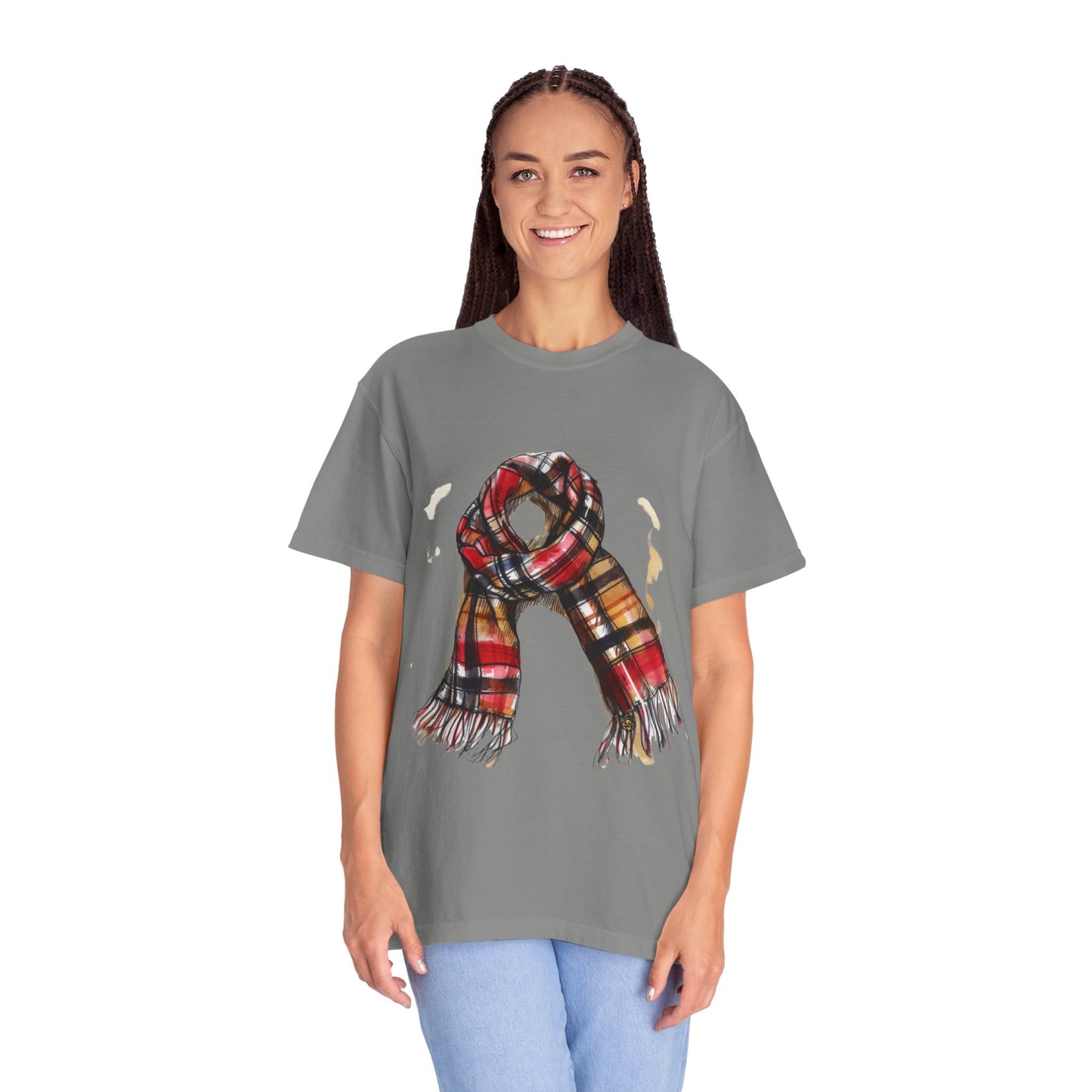 Unisex Garment-Dyed T-shirt - Classic British Plaid Scarf Design