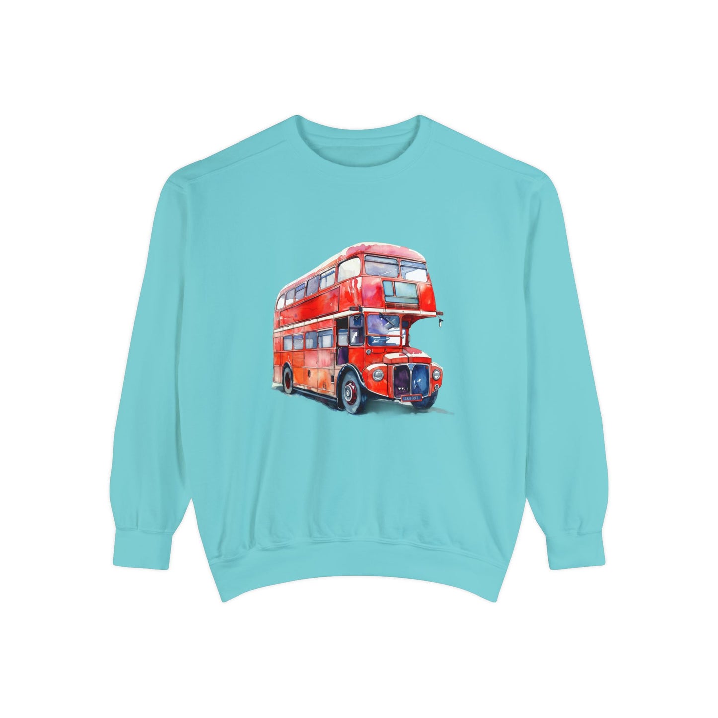 Unisex Garment-Dyed Sweatshirt Relaxed - London Transport Red Double-Decker Bus