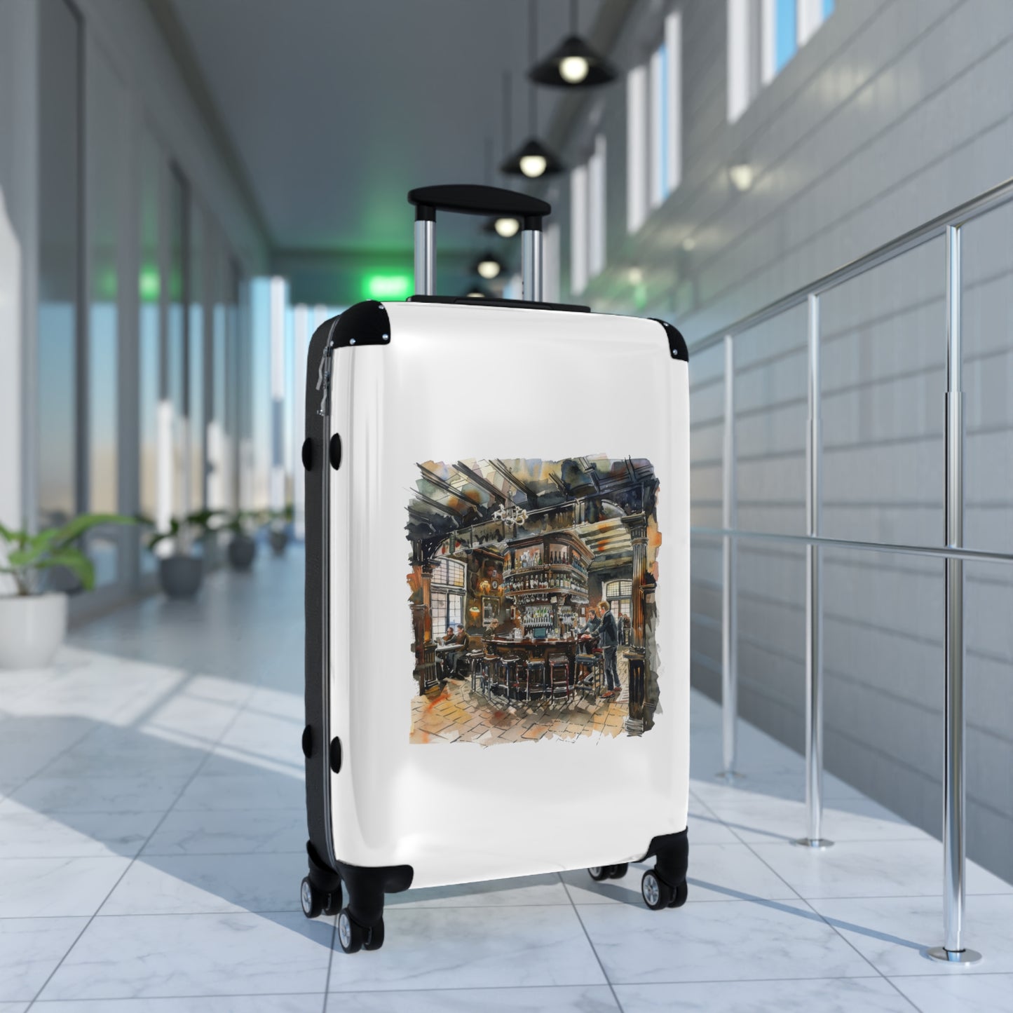 Cozy British Pub Sketch  Suitcase