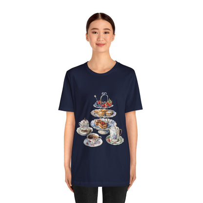 Unisex Jersey Short Sleeve Tee - Savoring Britain - A Journey Through British Cuisine