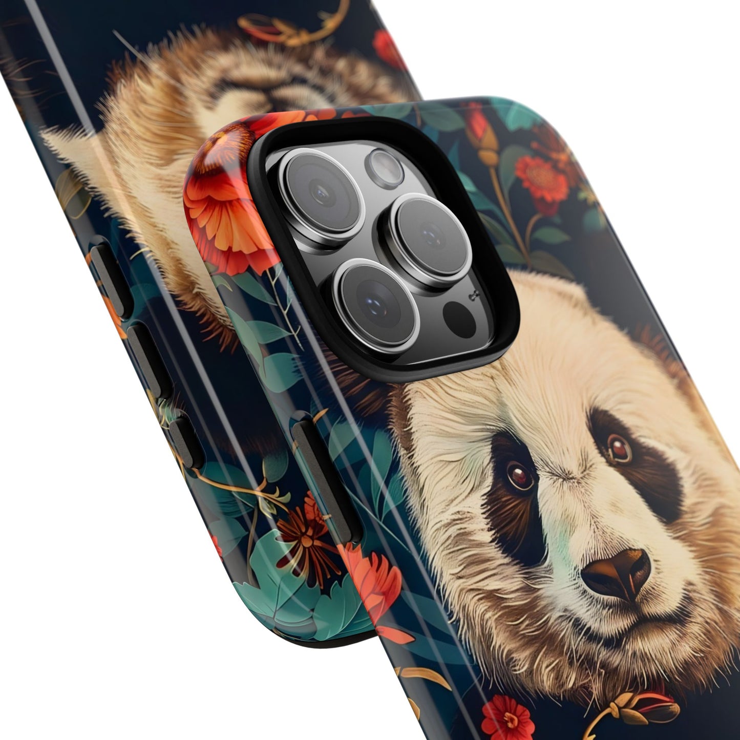 Panda Floral Phone Case, Tough Cases, Cute Animal Case, Floral Design, Gifts for Animal Lovers, Phone Accessories