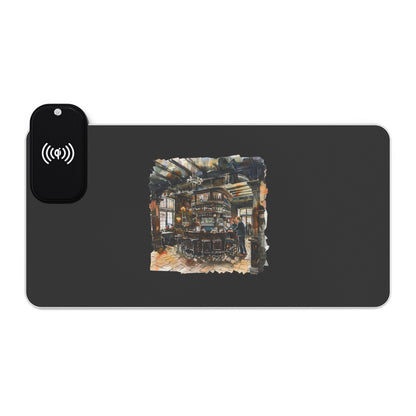 Medieval Timber House – Historical England - LED Gaming Mouse Pad with Wireless Charging | Perfect for Gamers, Home Office, Desk Accessories, Holiday Gift, Unique Design
