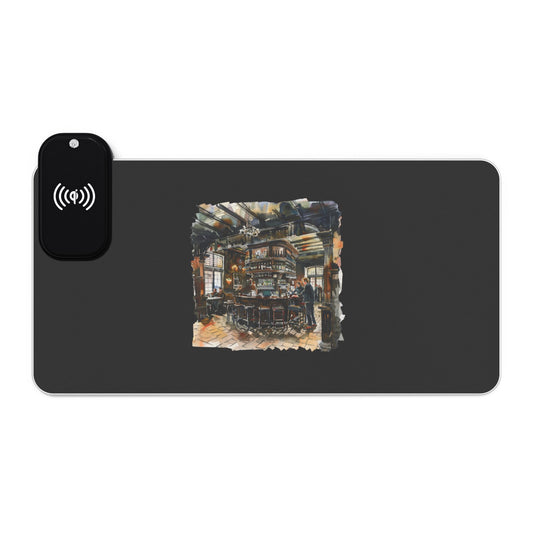 Medieval Timber House – Historical England - LED Gaming Mouse Pad with Wireless Charging | Perfect for Gamers, Home Office, Desk Accessories, Holiday Gift, Unique Design